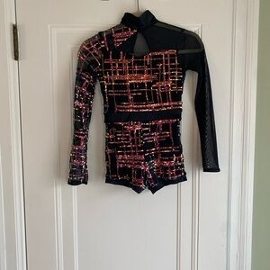 Black and Pink Long Sleeve Dance Costume